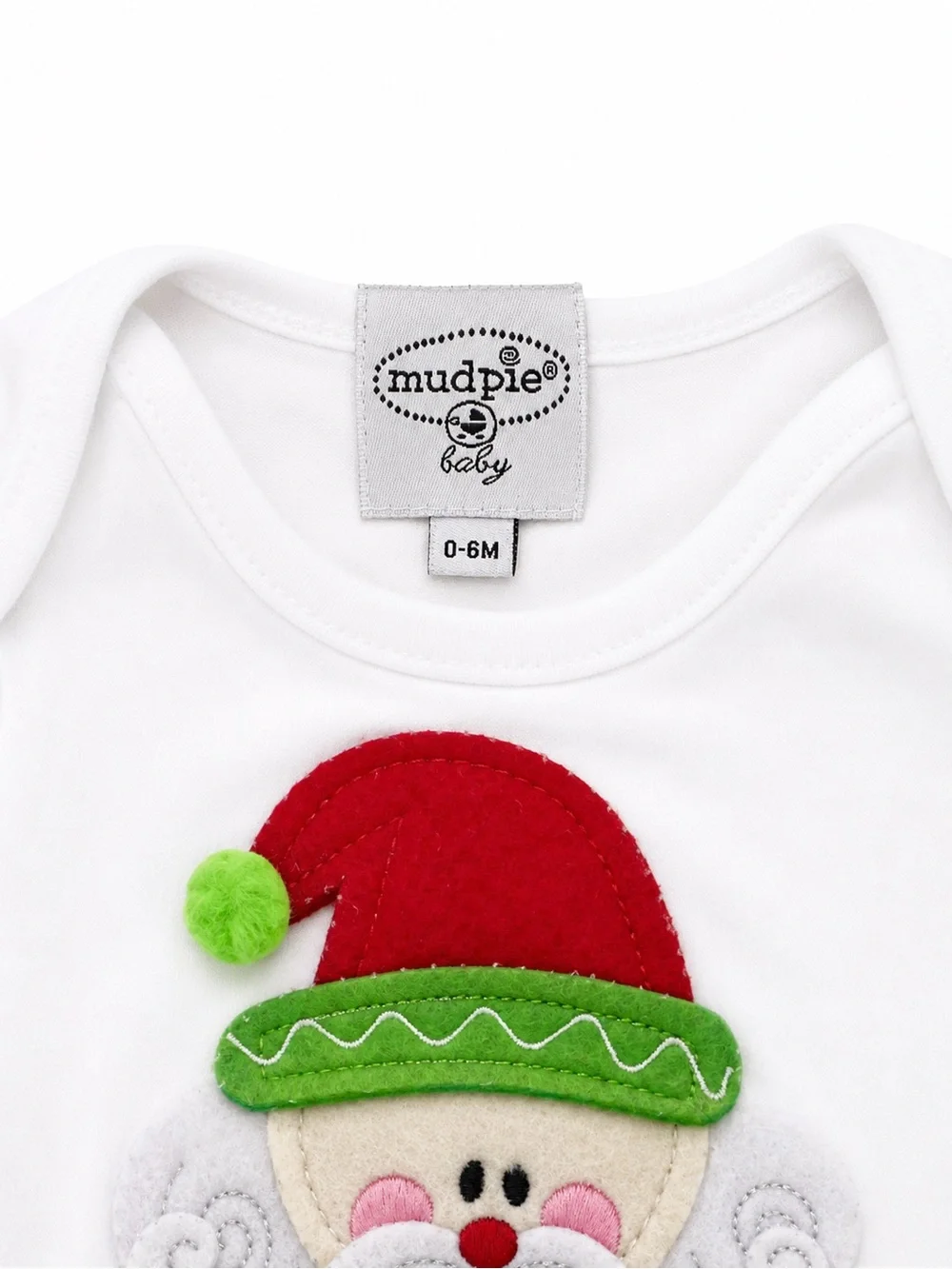 Mud Pie White 'My First Christmas' Santa Sleep Gown with Red & Green Appliqué